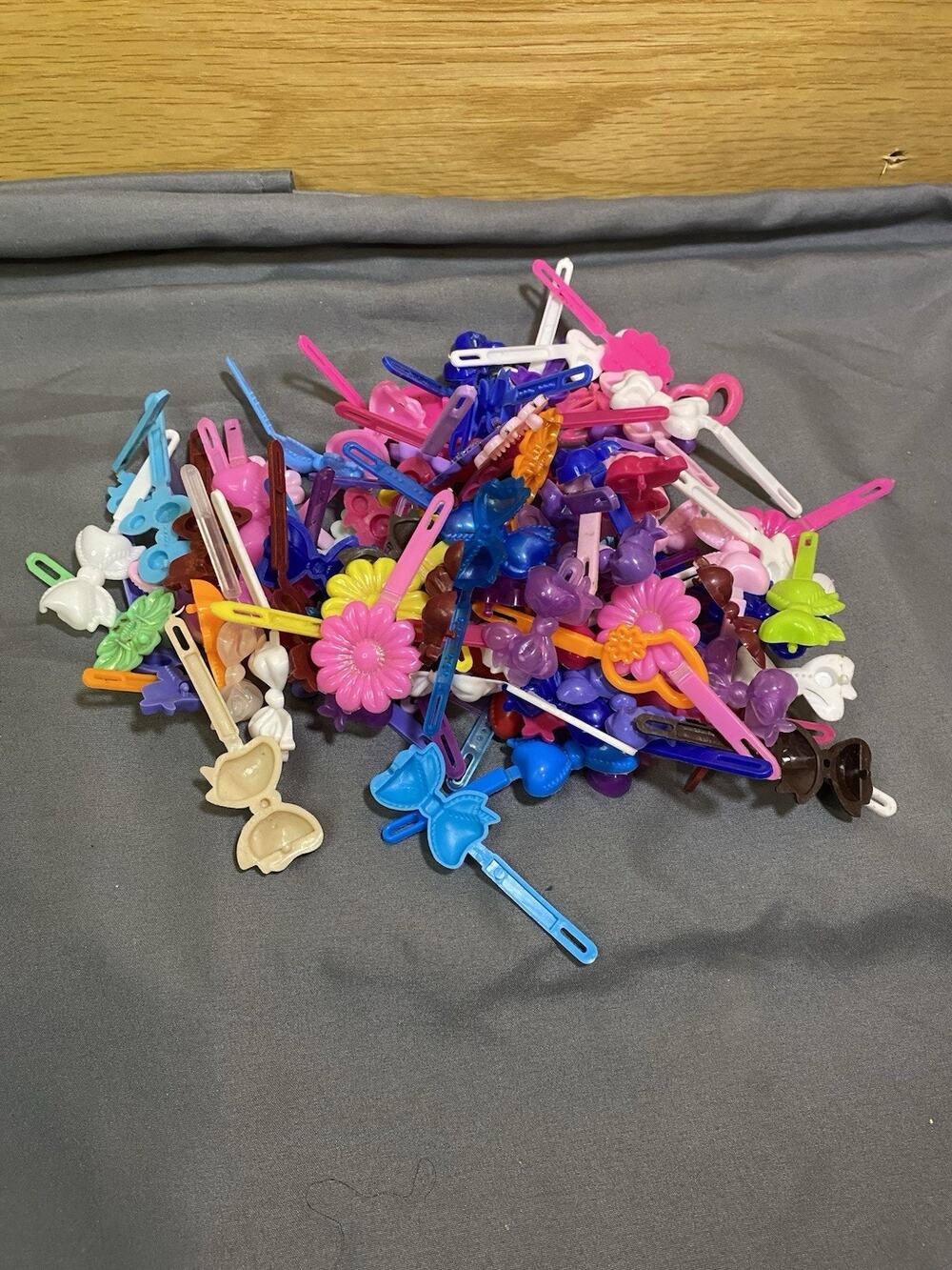 Vintage Plastic Hair Clips 80's 90's Barrettes Flowers Bows Lot of ~100
